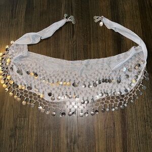 Silver Y2K VINTAGE Coin Belly Dance Hip Scarf or Wrap